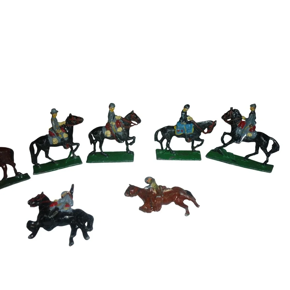Vintage SAE Lead Cavalry Soldiers Lot 8pc Civil War Union Confederate Toy 2in